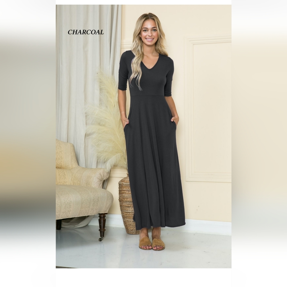 Boutique Acting Pro Charcoal Maxi Dress NWOT XL Womens